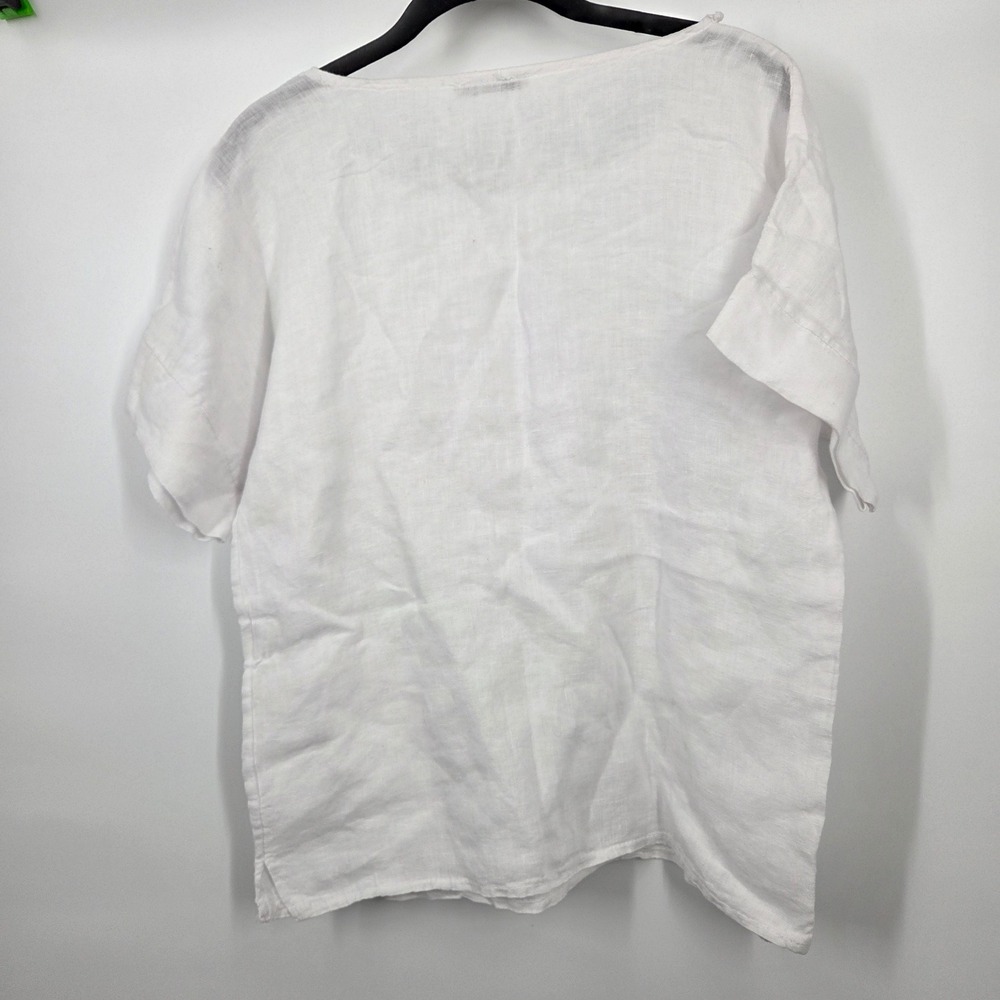 Francesca Bettini Linen Top Womens Small Made In Italy White Lagenlook Neutral - Picture 7 of 7